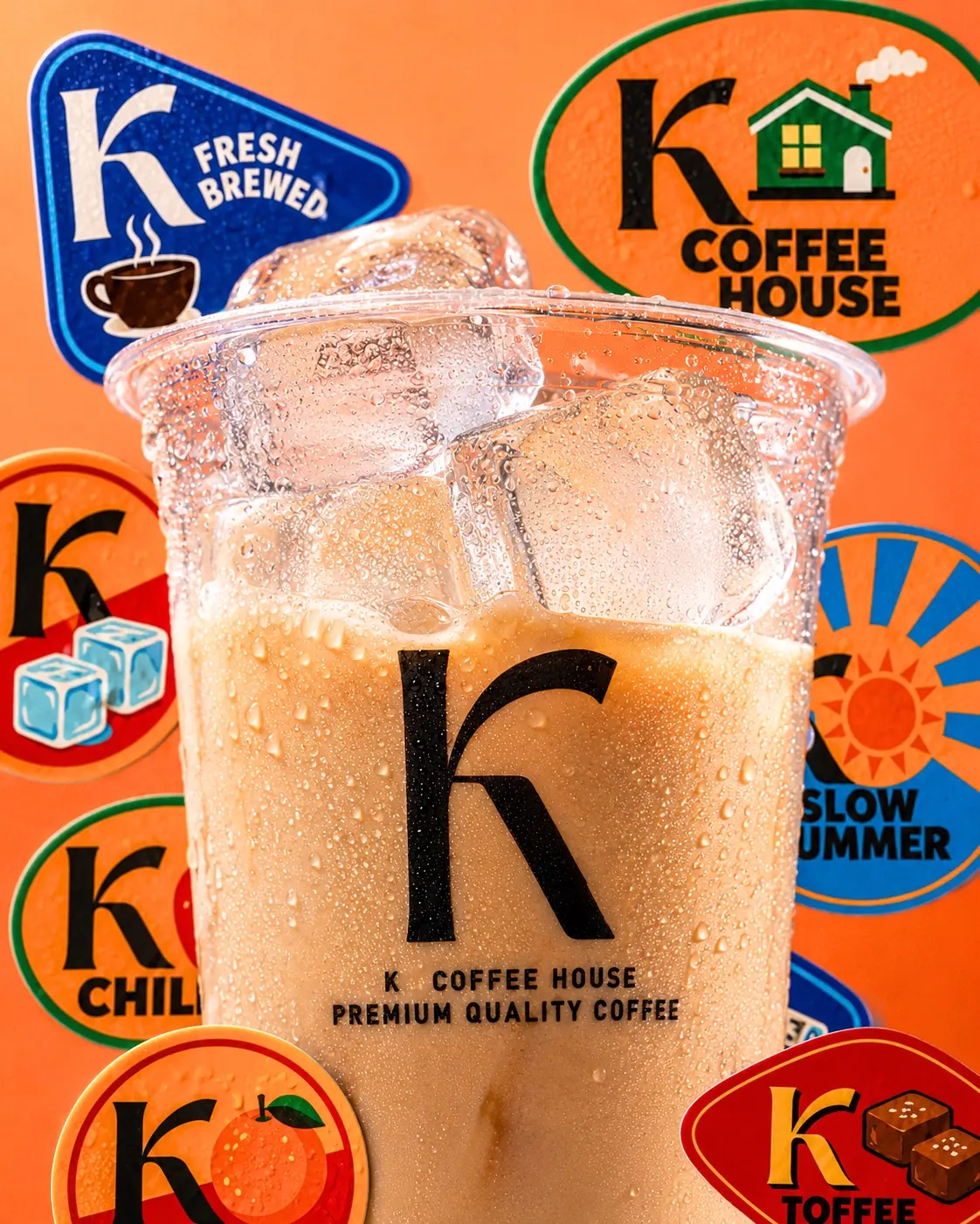 K Coffee iced drink graphic campaign