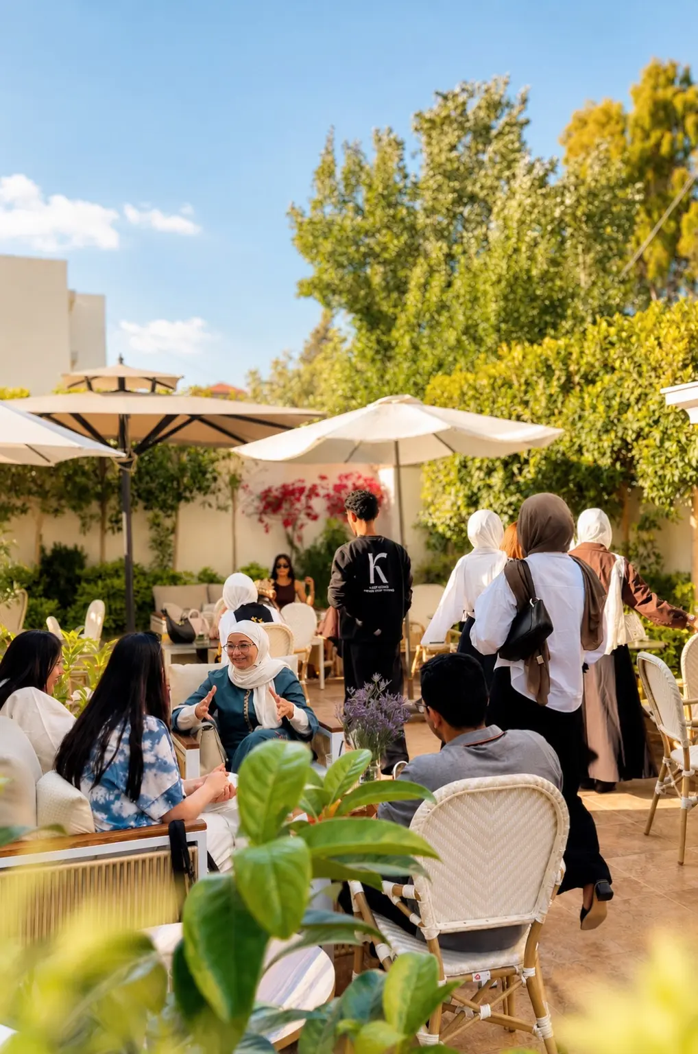 K Coffee outdoor terrace and community