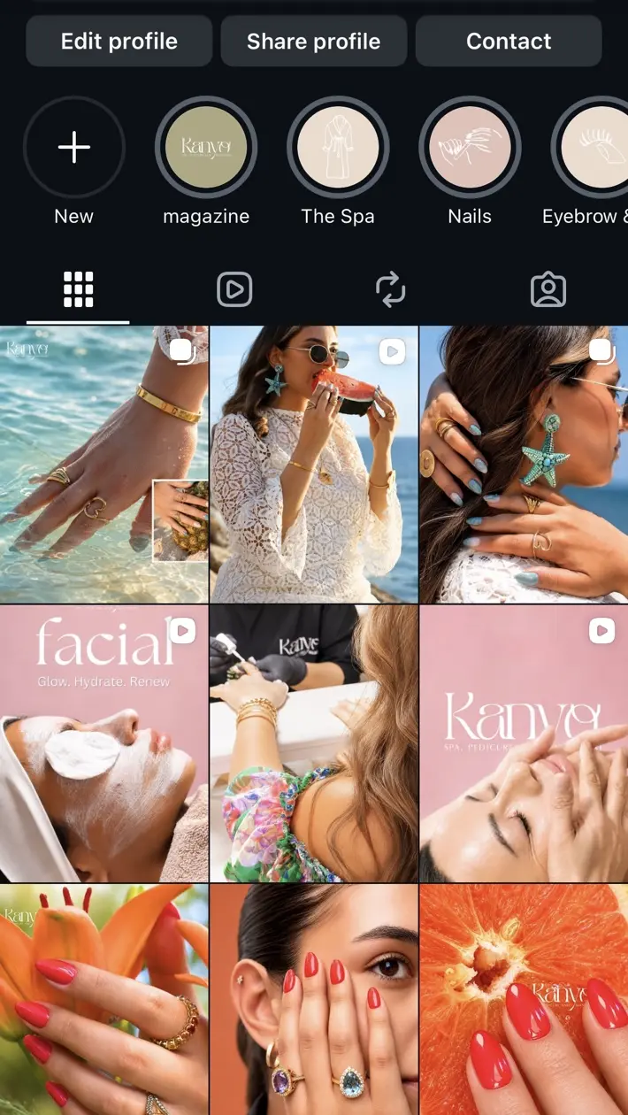 Kanyo Instagram grid designed by Reframe