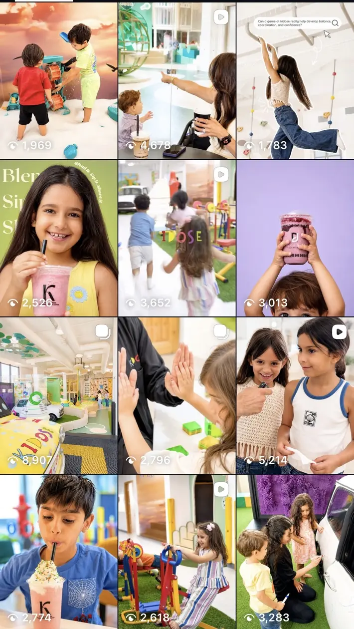 Kidose Instagram grid designed by Reframe